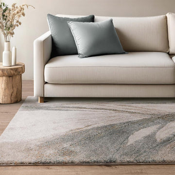 Mirage Illusion Modern Abstract Soft Hi-Lo Textured High-Density Pile Ivory/Slate Blue/Olive/Burnt Sienna/Taupe/Grey Rug-Asiatic Carpets-Rug Love - The Most Loved Rug Store